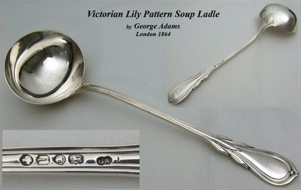 Flatware Antique Silver Lily Pattern Soup Ladle