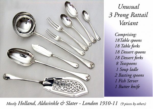 Flatware Antique Silver 3 prong Rattail variant Canteen