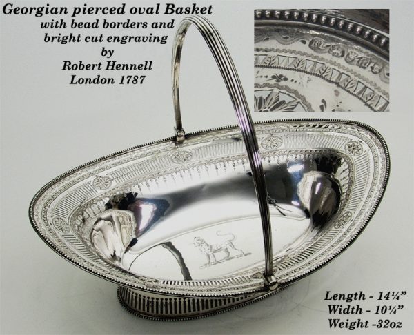 Antique silver George III Oval Pedestal Basket