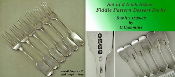 Antique Silver Irish Dessert Forks