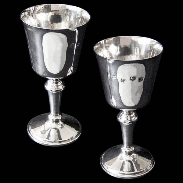Pair of Sterling Silver Wine Goblets