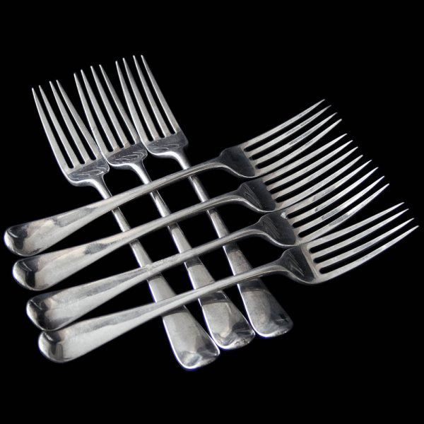 Seven Georgian Silver Old English Pattern Table Forks by Smith & Fearn