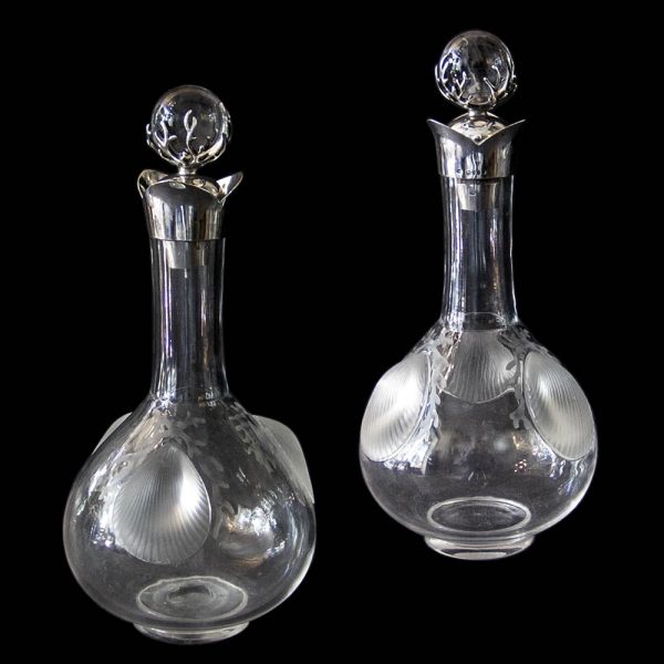 Pair of E.H.Stockwell Silver Topped Decanters