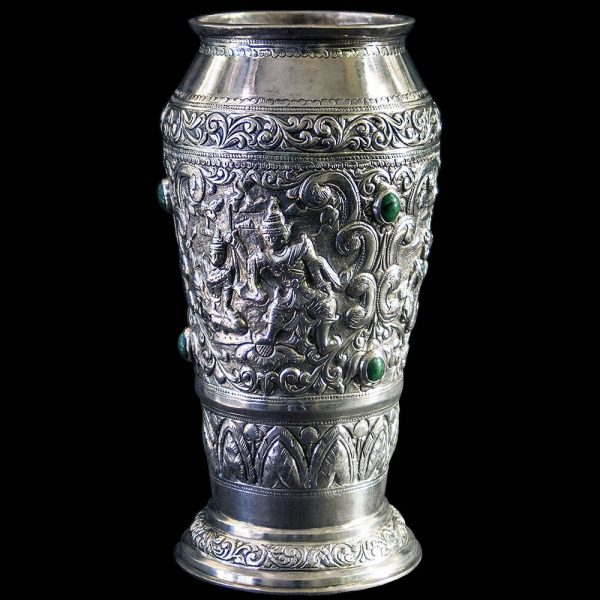 Burmese Silver Decorative Vase