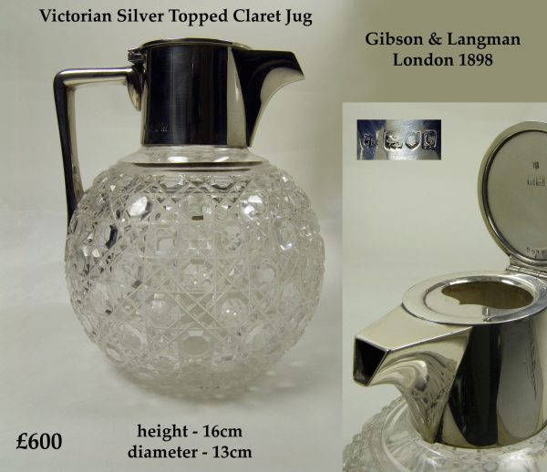 A Silver Mounted Glass Claret Jug