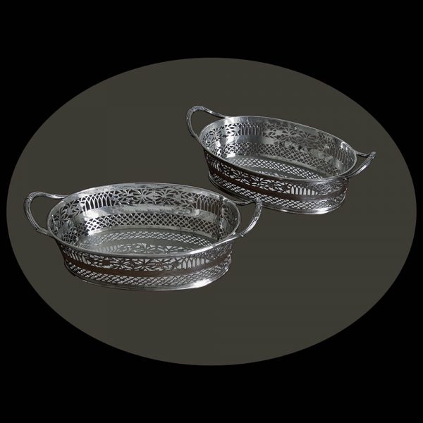 Pair of Victorian Silver Bread Baskets