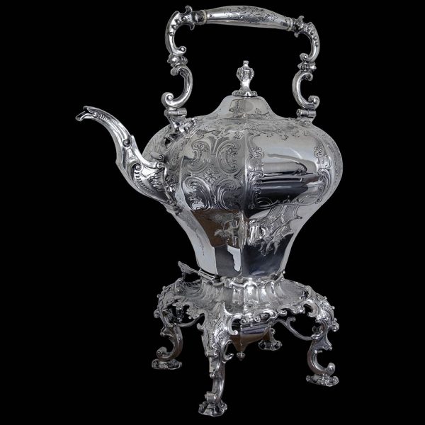 A Victorian Silver Kettle on Stand