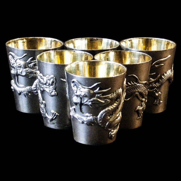 Set of Six Chinese Export Silver Spirit Tots