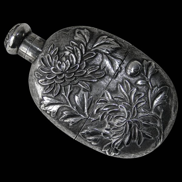 Chinese Export Silver Whiskey Flask