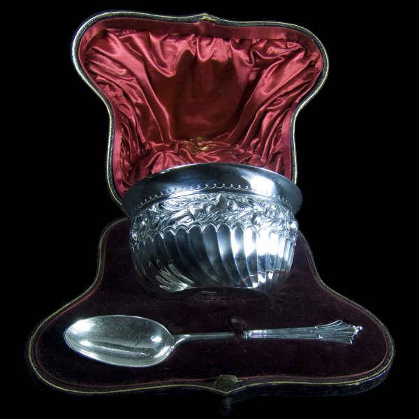 English Silver Bowl and Spoon