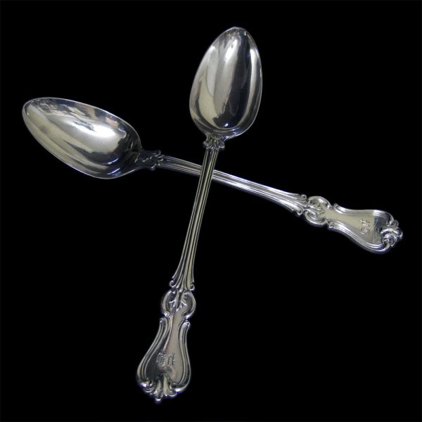 Pair of English Antique Silver Basting Spoons