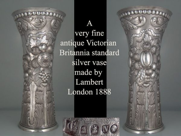A Victorian Britannia standard silver vase