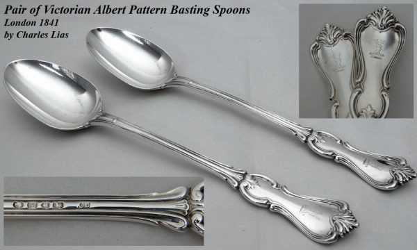 Pair of Victorian silver Albert pattern Basting spoons
