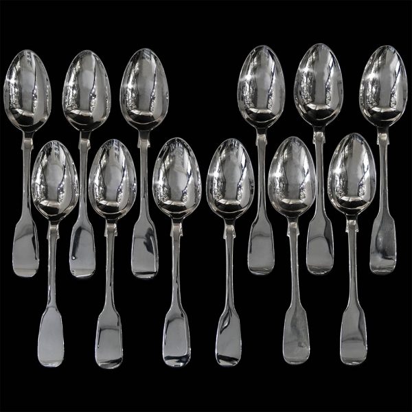 English Antique Sterling Silver Fiddle Pattern Teaspoons