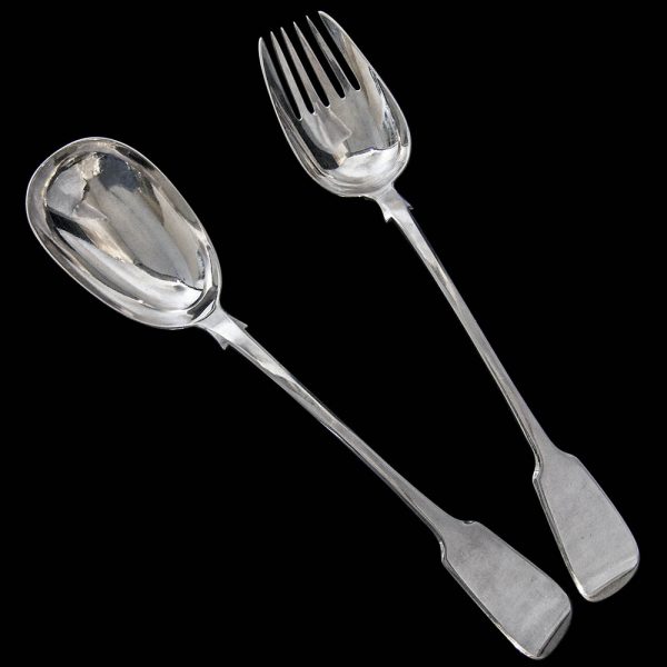 English Antique Sterling Silver Salad Servers